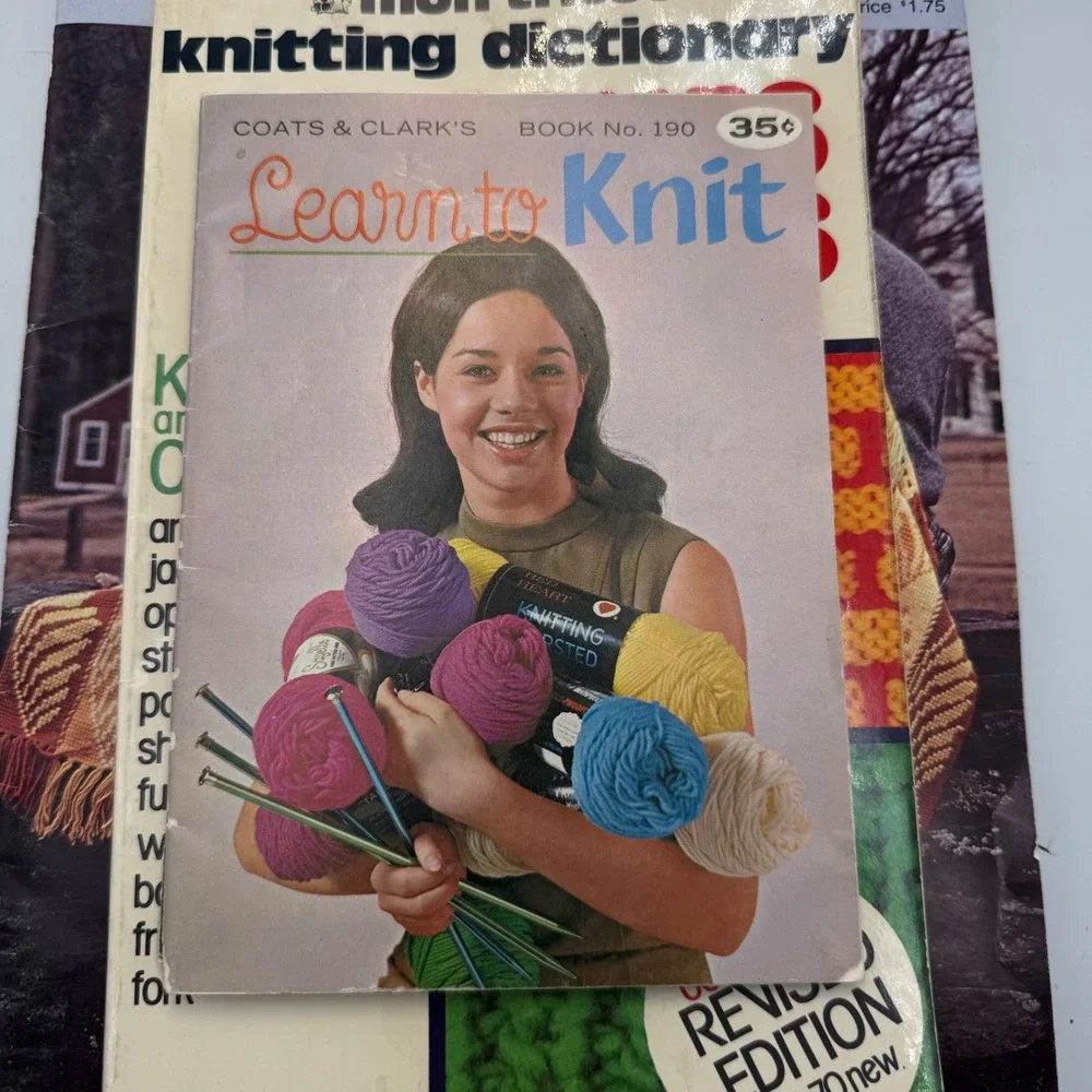 Vintage Knitting Crochet Pattern Book Lot Mon Tricot McCalls Bernat 7 Books